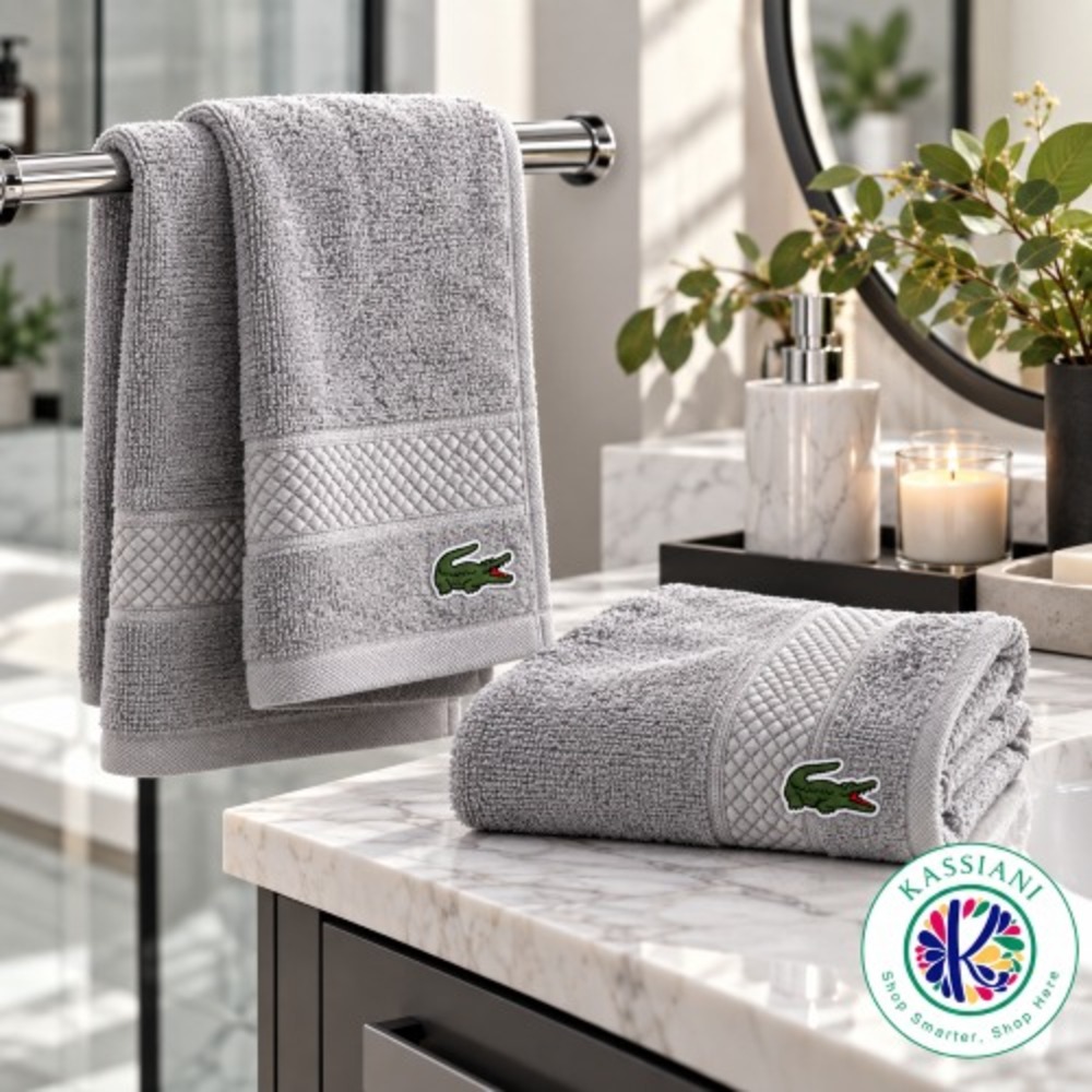 Lacoste Heritage Micro Chip Supima Cotton Hand Towels 16x30 Set Of 2